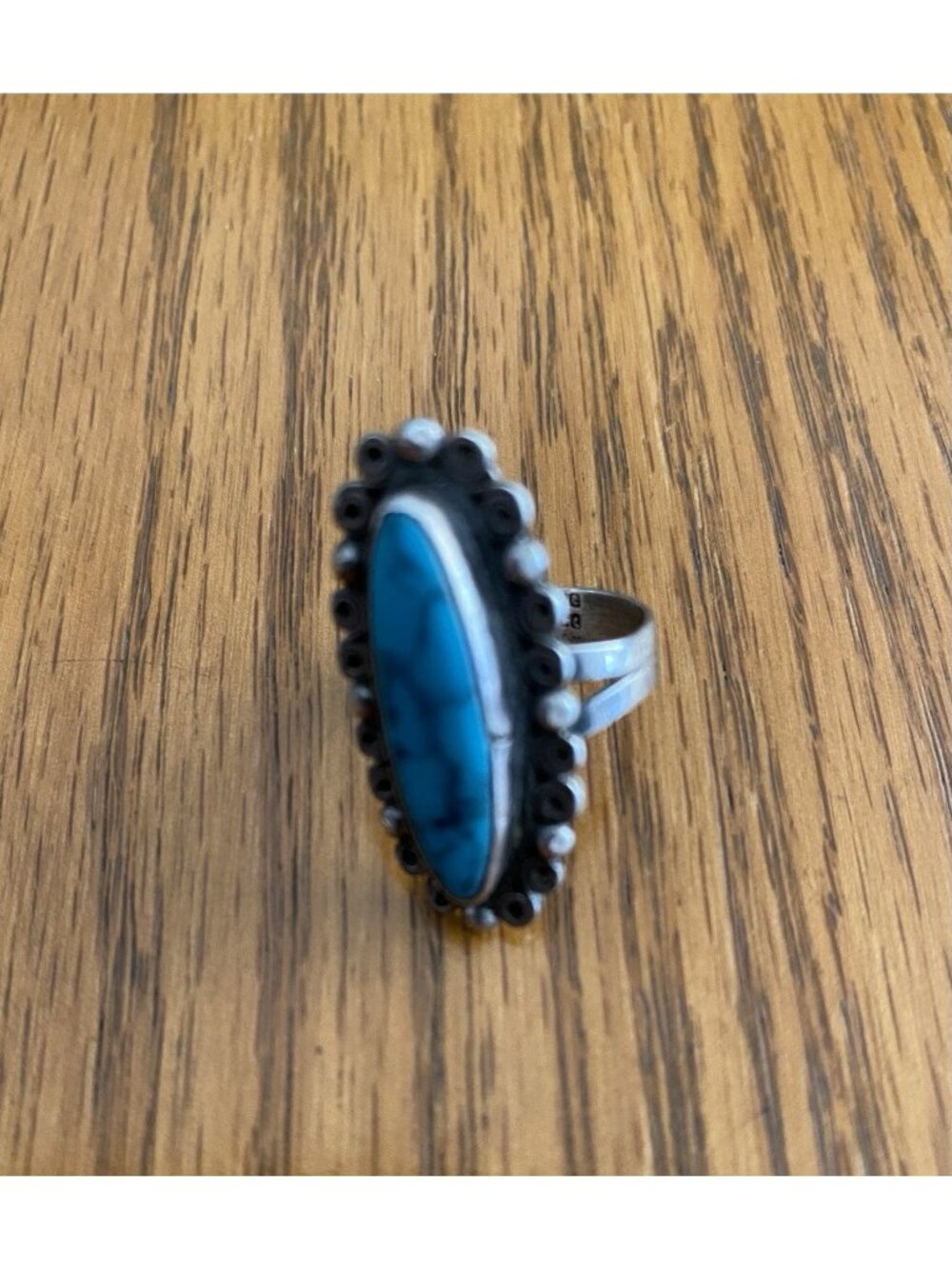 Beautiful Blue Turquoise Ring, Sterling Silver, Size 5